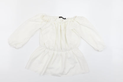 Additional front view of I SAW IT FIRST women’s white basic blouse, size UK 8