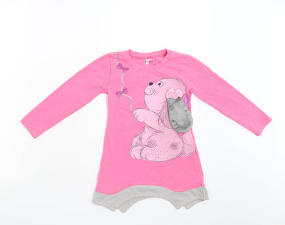 Front view of Stephanie girls’ pink basic t-shirt, size 5-6, years