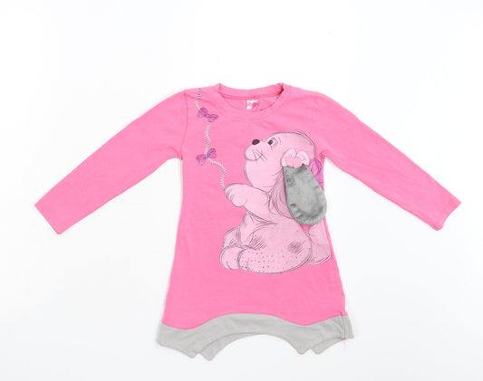 Stephanie Girls Pink   Basic T-Shirt Size 5-6 Years