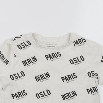 Primark Boys White   Basic T-Shirt Size 8-9 Years  - Paris Berlin Oslo