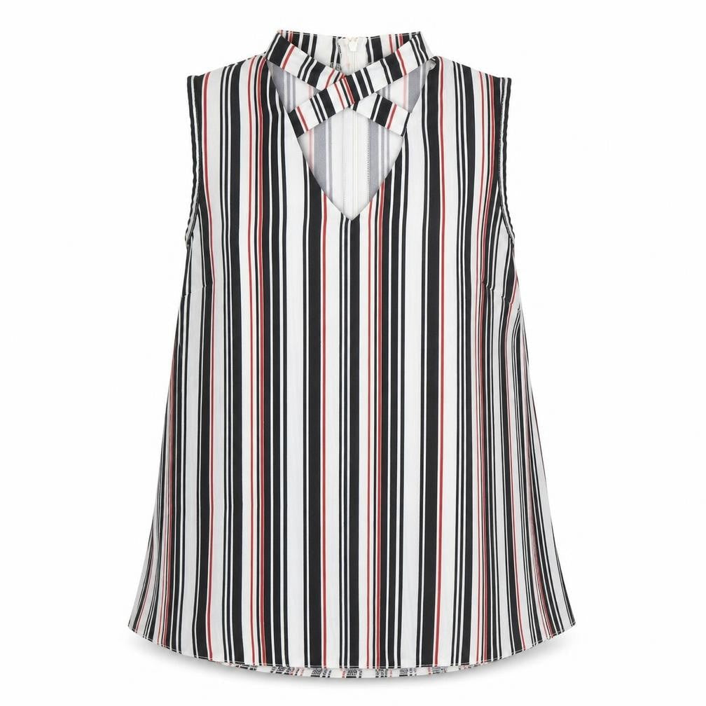 Select Womens Black Striped  Basic Blouse Size 12