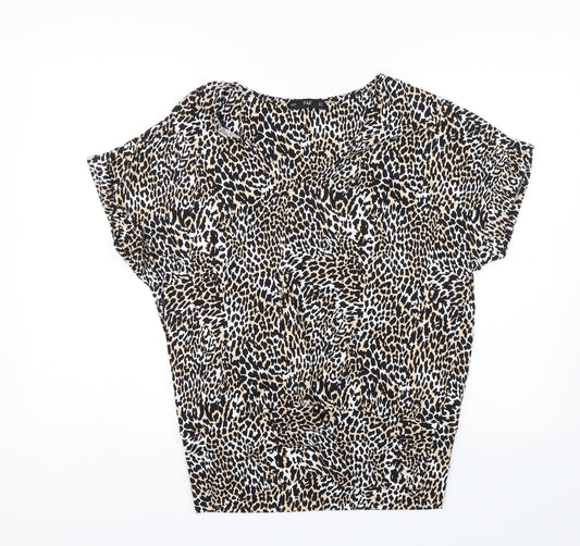 F&F Womens Black Animal Print  Basic Blouse Size 10