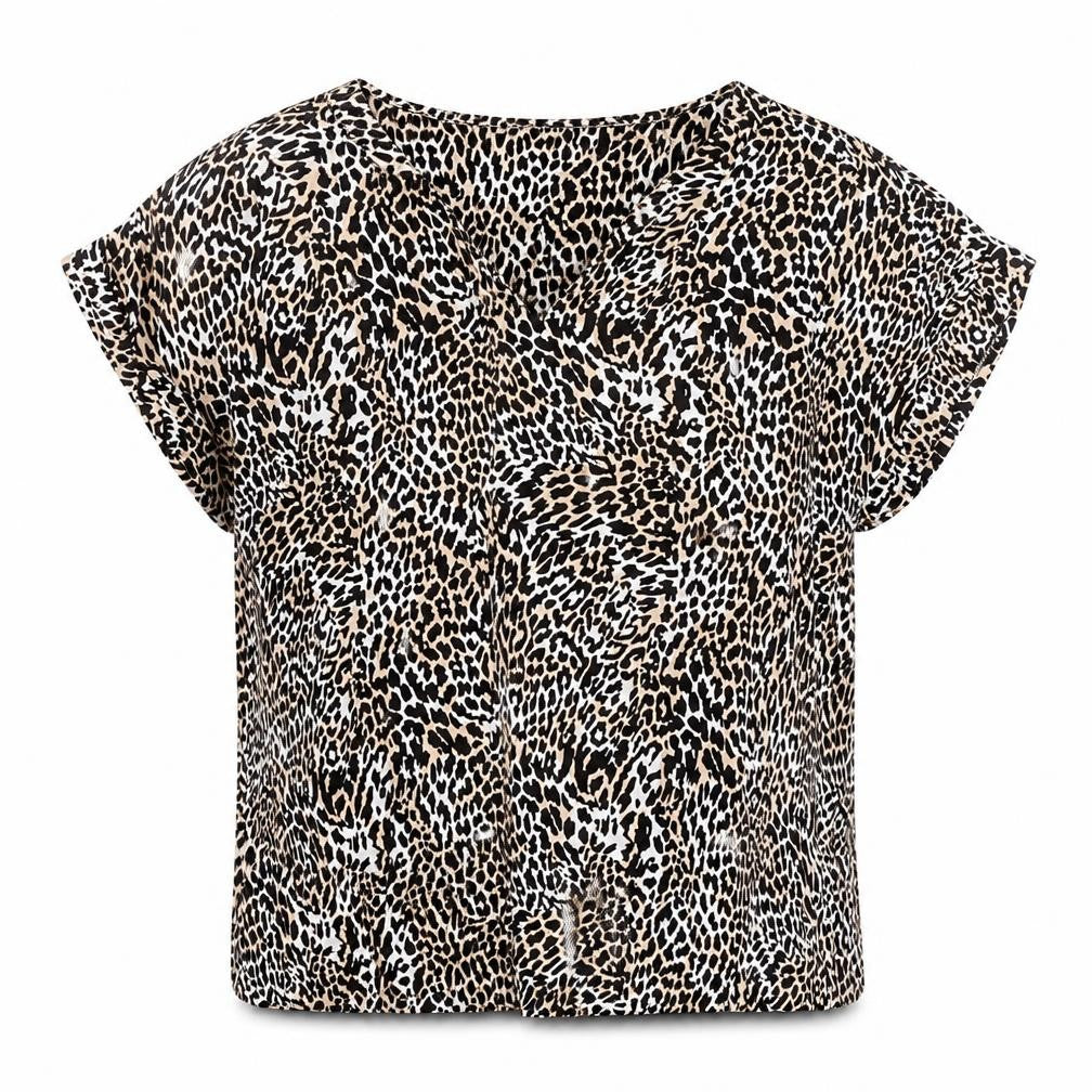 F&F Womens Black Animal Print  Basic Blouse Size 10