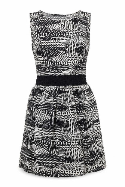Front view of Atmosphere women’s black animal print shift, size UK 6