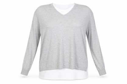 Front view of Atmosphere women’s grey basic blouse, size UK 20