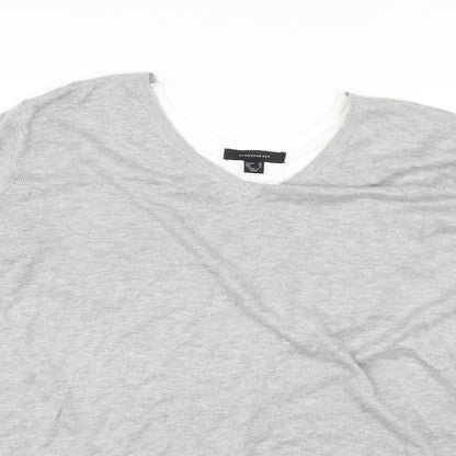Close-up detail of Atmosphere women’s grey basic blouse, size UK 20