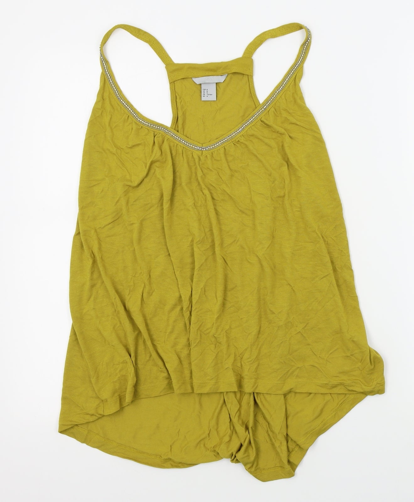 H&M Womens Yellow   Basic Tank Size M  - loose fitting, embellished on straps