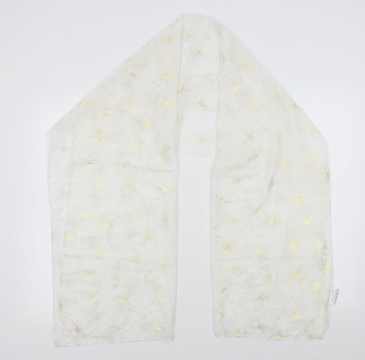 Preworn Womens White Floral   Scarf   - sheer