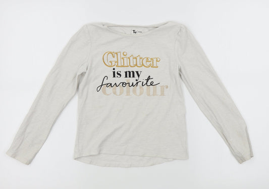 TU Girls Grey   Basic T-Shirt Size 8 Years