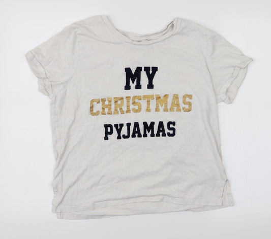 New Look Womens White   Top Pyjama Top Size M  - Christmas