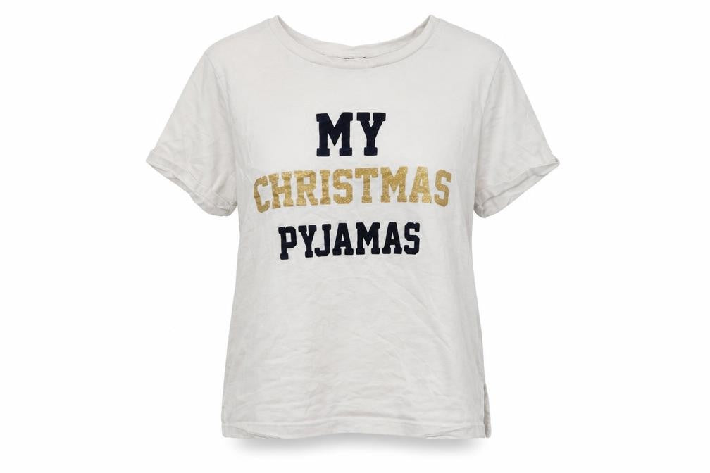 New Look Womens White   Top Pyjama Top Size M  - Christmas