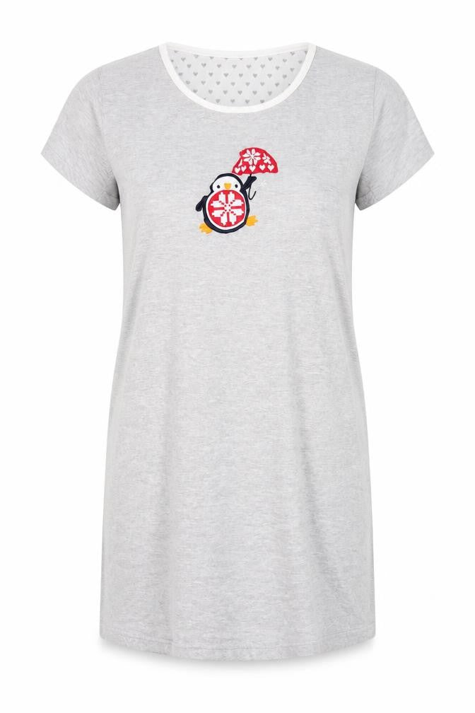 Secret Possessions Womens Grey   Top Pyjama Top Size M  - Penguin