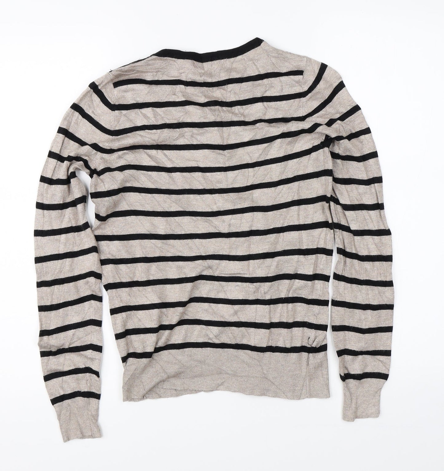 Marks & Spencer Womens Beige Striped  Cardigan Jumper Size 8
