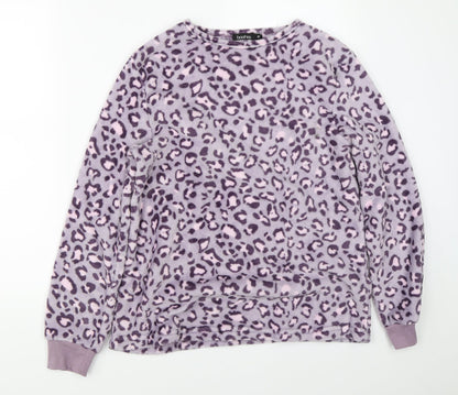 Additional front view of Booho women’s purple animal print pyjama top, size M