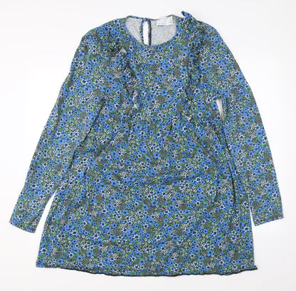 Additional front view of ASOS women’s blue floral shift, size UK 12