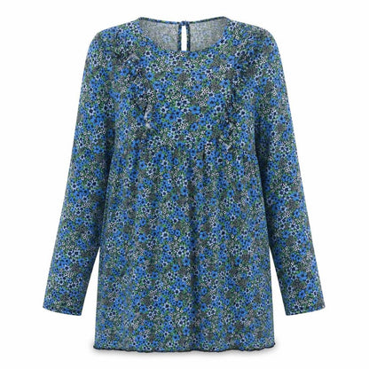 Front view of ASOS women’s blue floral shift, size UK 12
