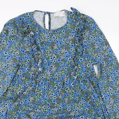 Close-up detail of ASOS women’s blue floral shift, size UK 12