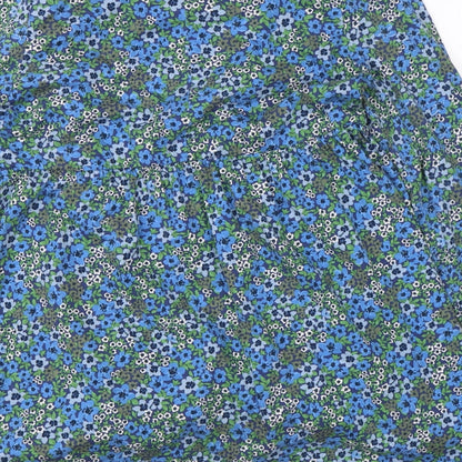 Brand and care label for ASOS women’s blue floral shift, size UK 12