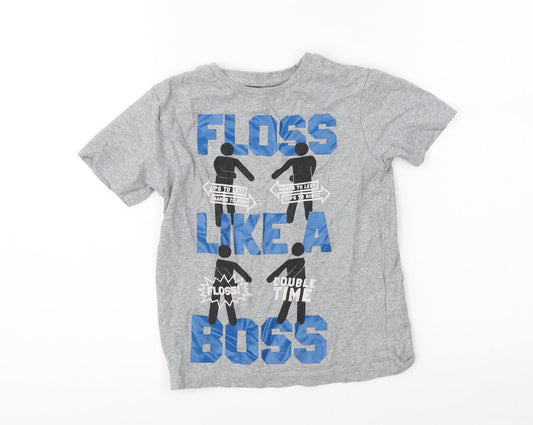 Primark Boys Grey   Basic T-Shirt Size 5-6 Years  - dance floss