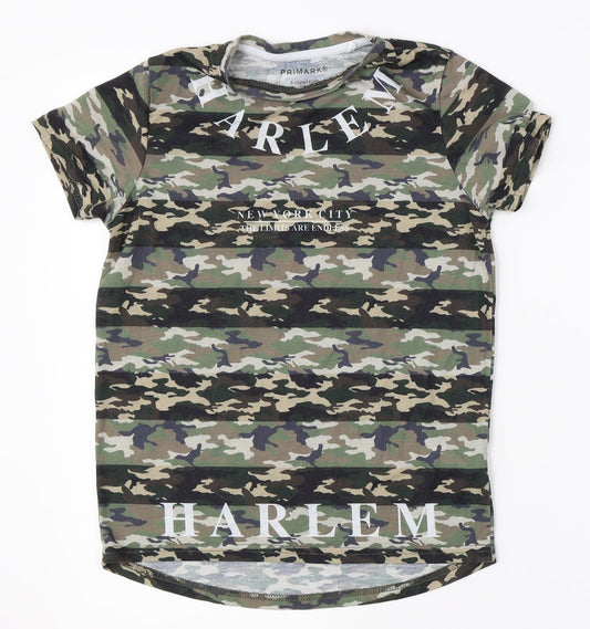 Primark Boys Green Camouflage  Basic T-Shirt Size 9-10 Years