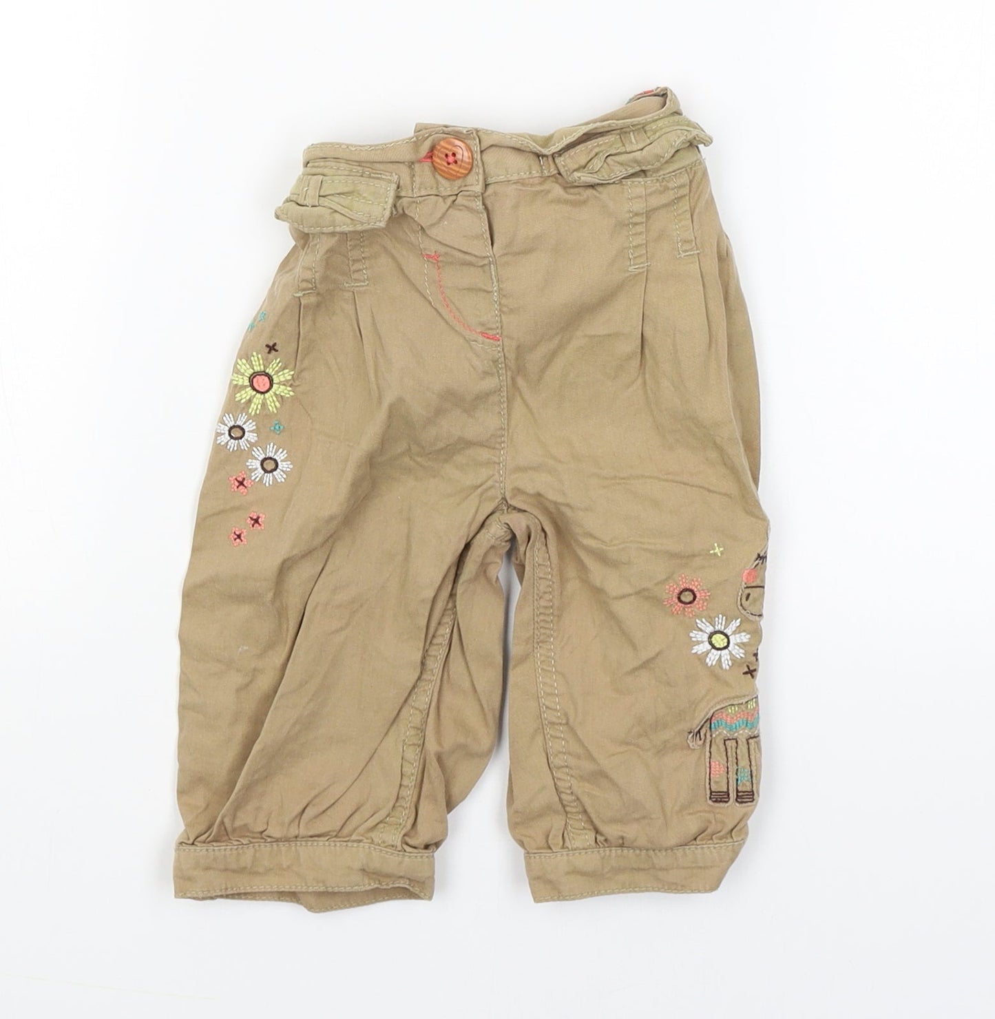George Girls Brown Floral  Cargo Trousers Size 2-3 Years