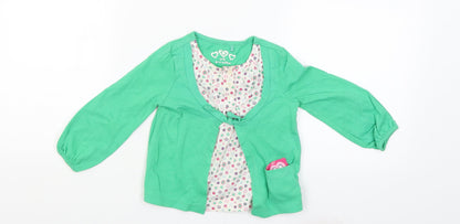 Additional front view of George girls’ green jumper, size 9-12, months