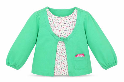 Front view of George girls’ green jumper, size 9-12, months