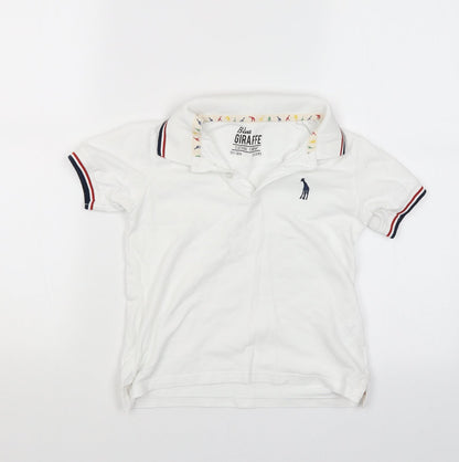 Blue Giraffe Boys White   Basic T-Shirt Size 6 Years