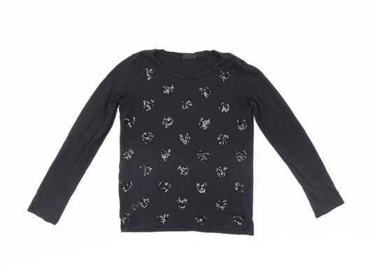 NEXT Girls Black   Pullover Jumper Size 10 Years  - love hearts