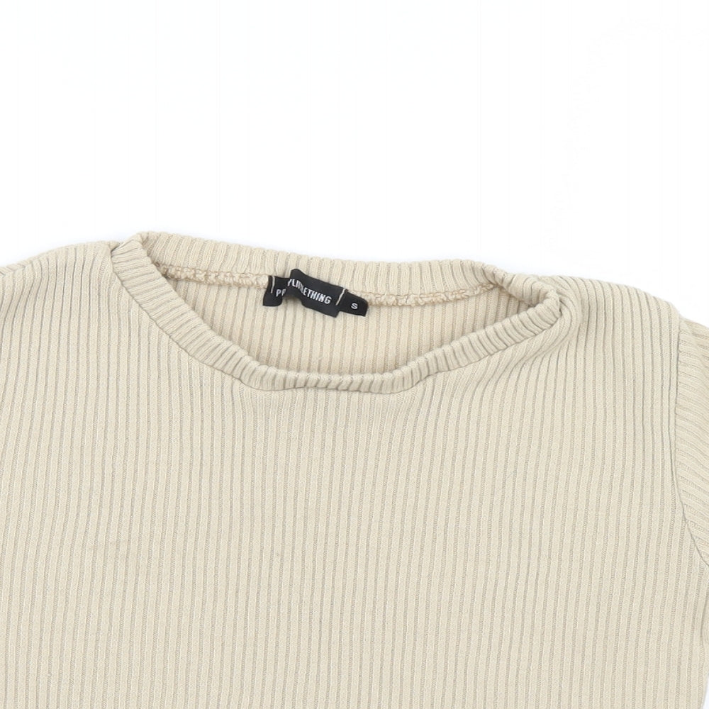 PRETTYLITTLETHING Womens Beige   Pullover Jumper Size S