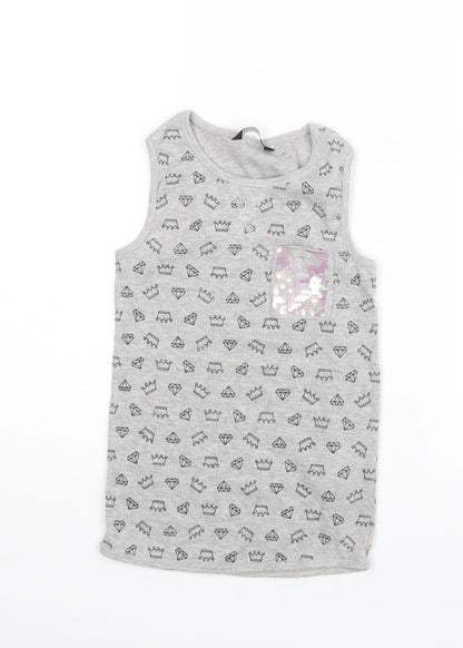 Additional front view of George girls’ grey basic t-shirt, size 7-8, years