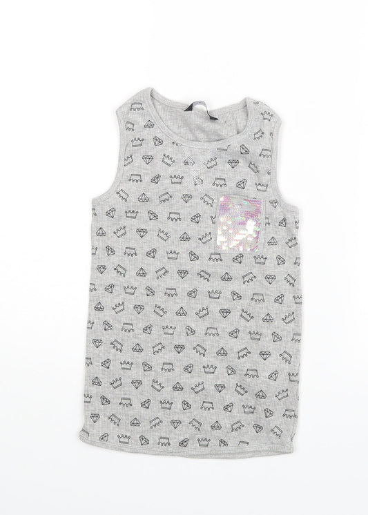 George Girls Grey   Basic T-Shirt Size 7-8 Years