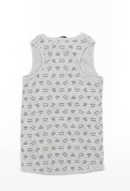 Back view of George girls’ grey basic t-shirt, size 7-8, years