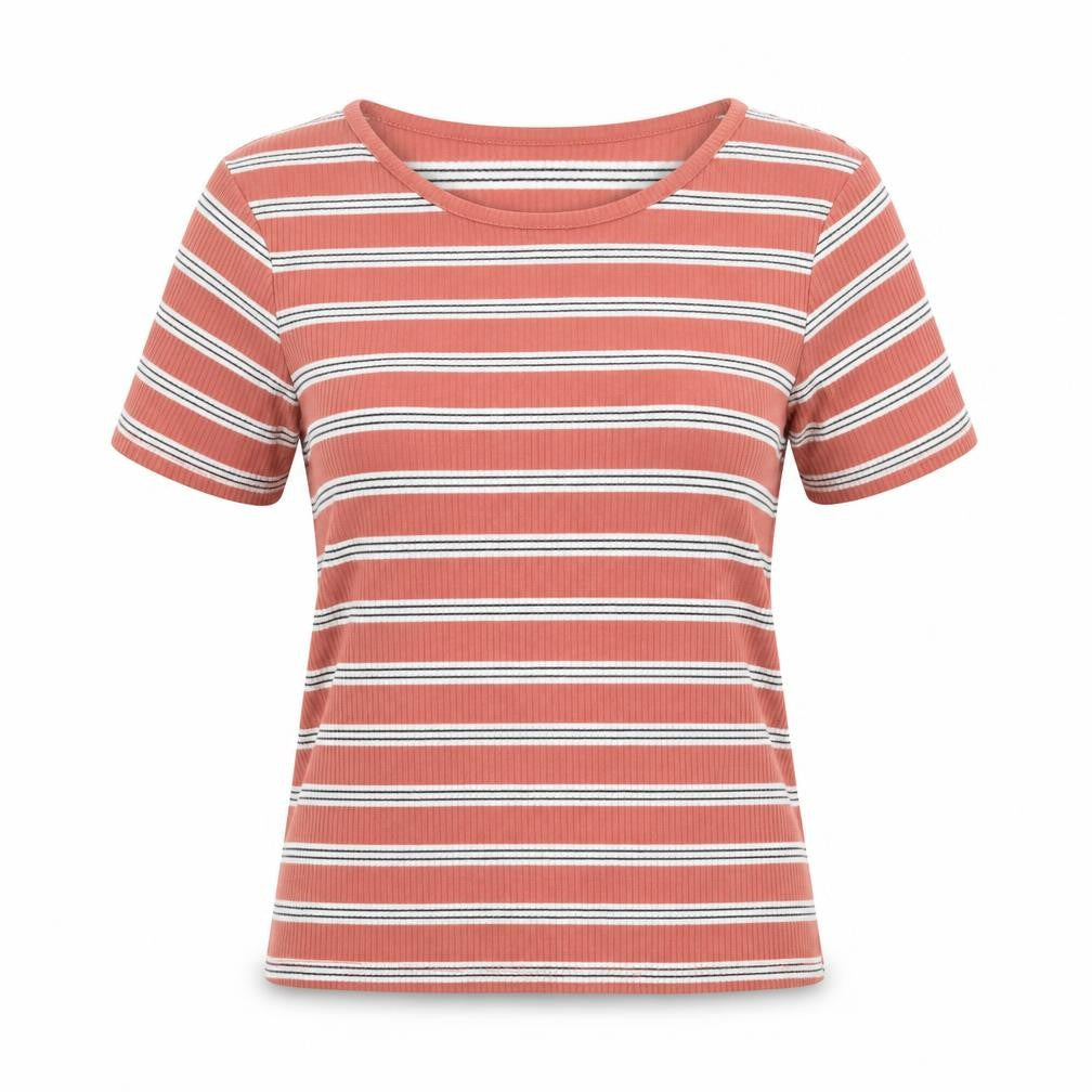 New Look Womens Brown Striped  Basic Blouse Size 12