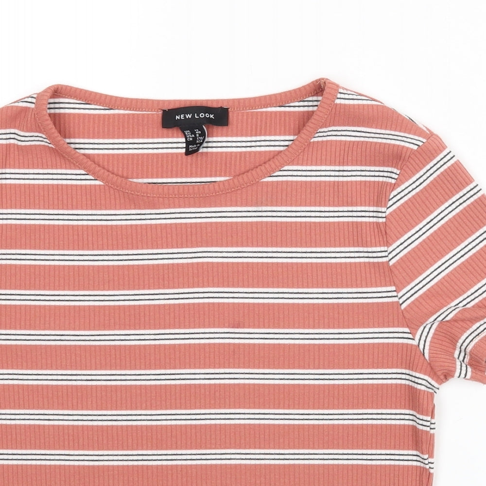 New Look Womens Brown Striped  Basic Blouse Size 12