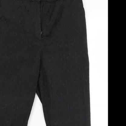 Close-up detail of Soon women’s black trousers, size UK 12, 22.5-inch leg