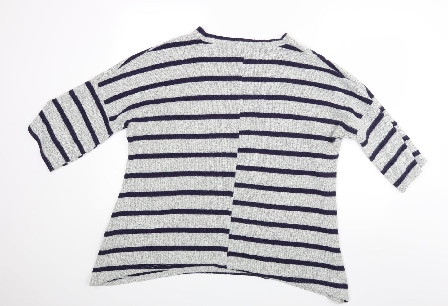 Roman Womens Grey Striped  Basic Blouse Size M