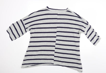 Back view of Roman women’s grey striped basic blouse, size M
