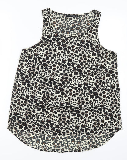 Additional front view of Atmosphere women’s brown animal print basic tank, size UK 10