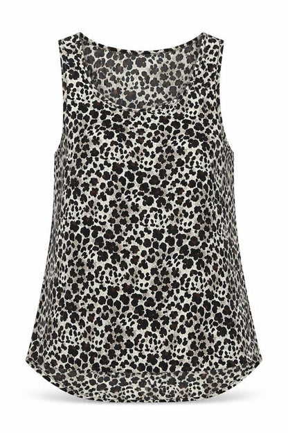 Front view of Atmosphere women’s brown animal print basic tank, size UK 10