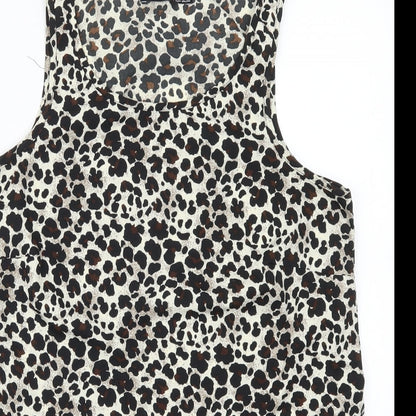 Close-up detail of Atmosphere women’s brown animal print basic tank, size UK 10