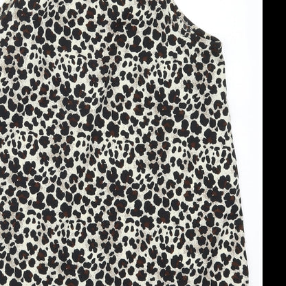 Brand and care label for Atmosphere women’s brown animal print basic tank, size UK 10