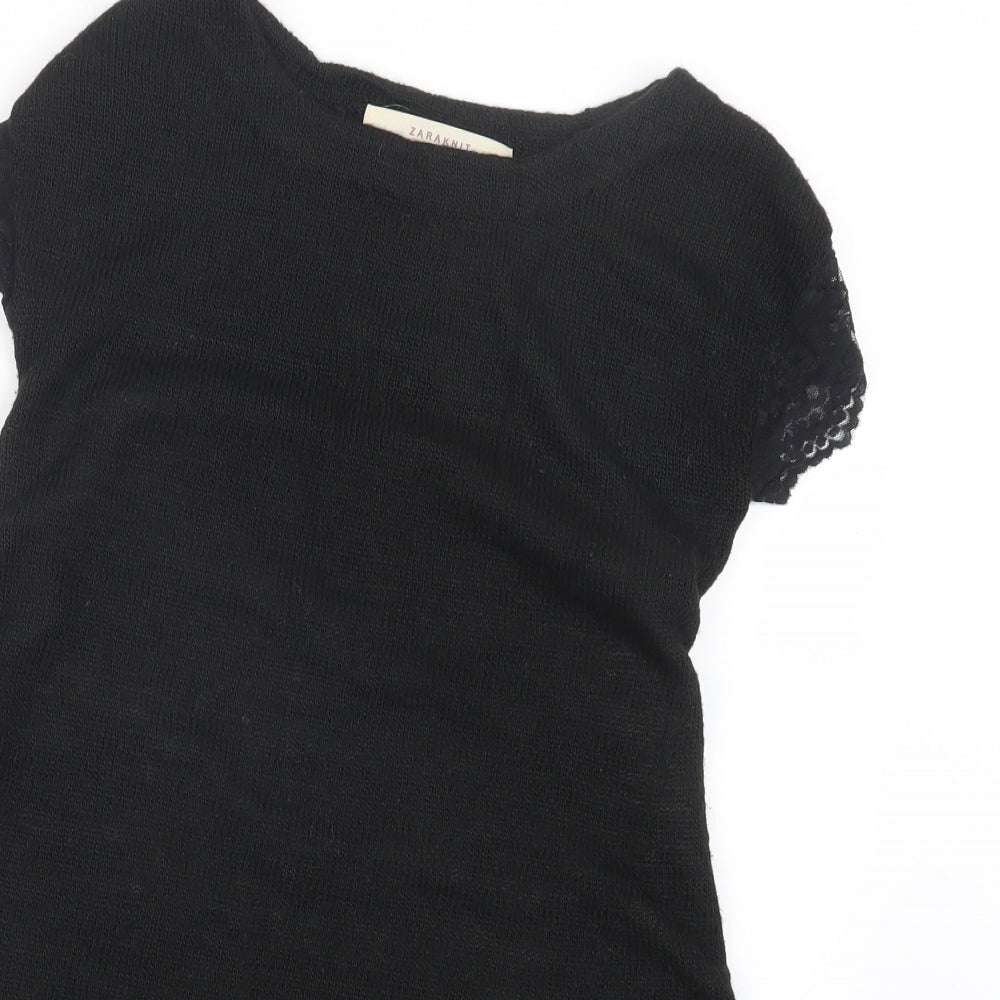 Zara Knit Womens Black  Knit Pullover Jumper Size S
