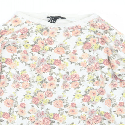 Preloved FOREVER 21 Womens White Floral  Pullover Jumper Size M - Detail
