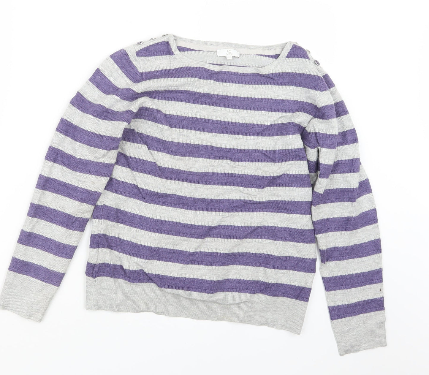 CC Womens Purple Striped Knit Pullover Jumper Size M