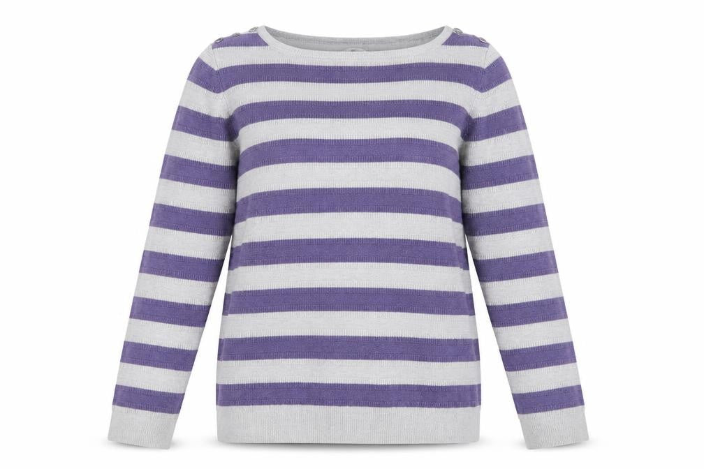 Country Casuals Womens Purple Striped Knit Pullover Jumper Size M