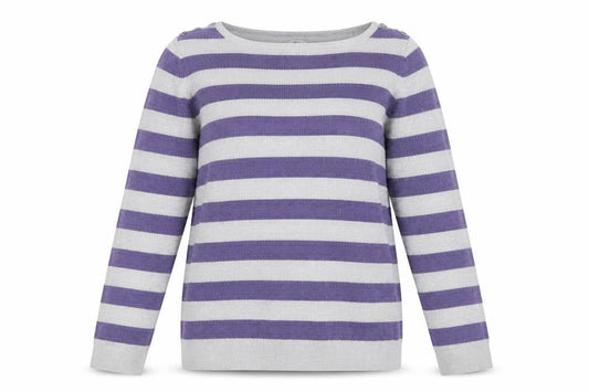 Country Casuals Womens Purple Striped Knit Pullover Jumper Size M