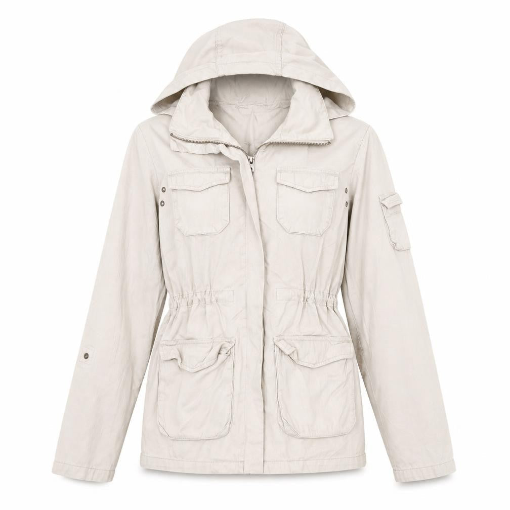 H&M Womens Beige   Jacket Coat Size 6  - Zip away hood