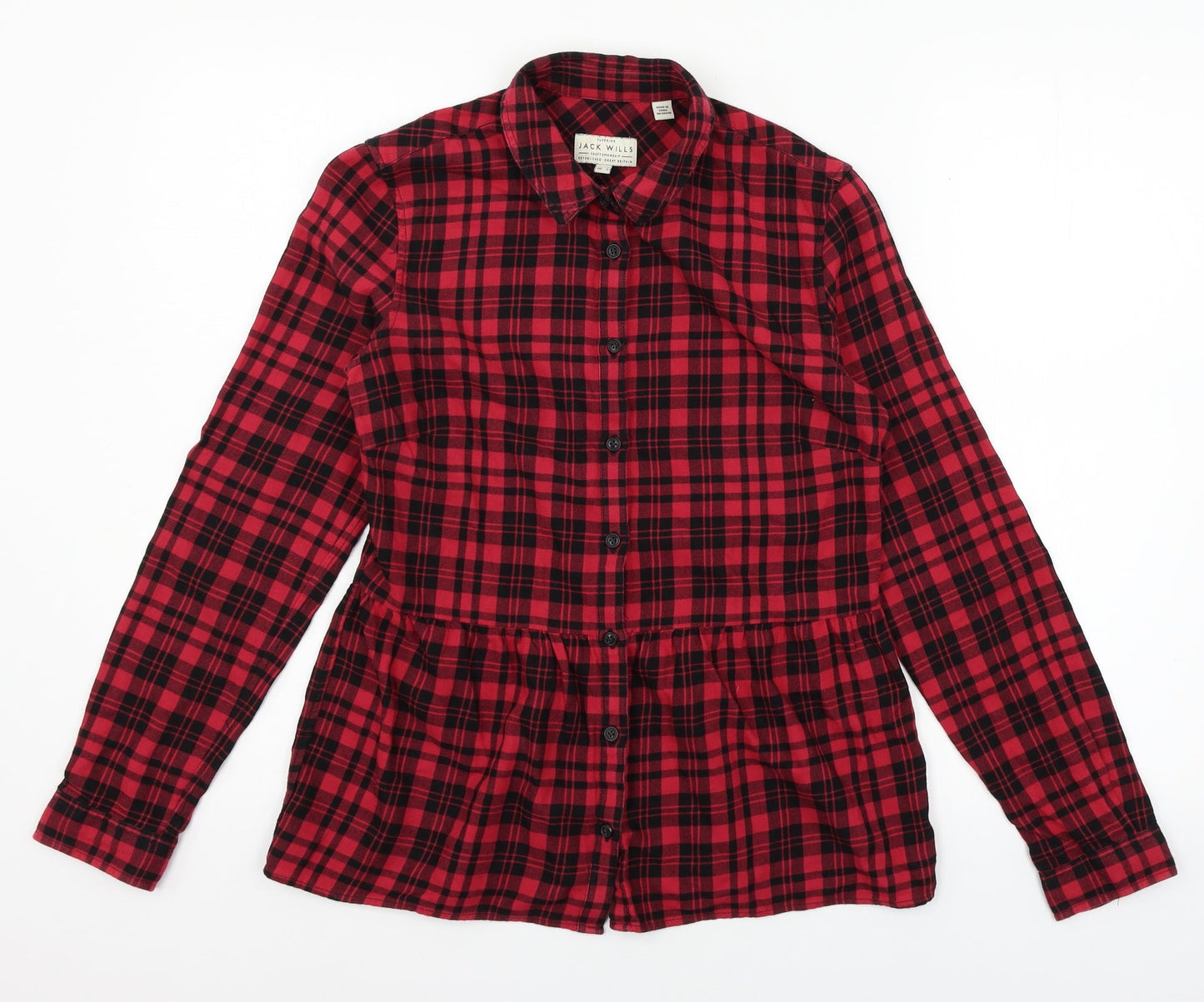 Jack Wills Womens Red Plaid  Basic Button-Up Size 6