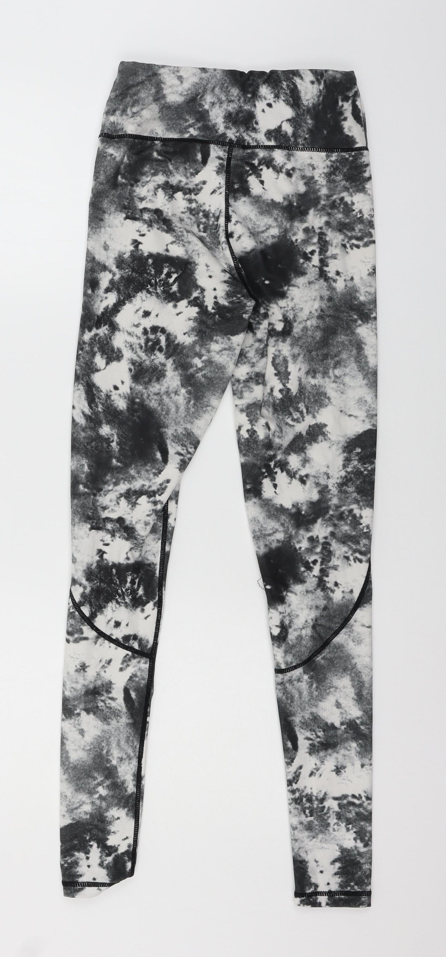 PRETTYLITTLETHING Womens Grey Tie Dye Jersey Capri Leggings Size 4 L28 in